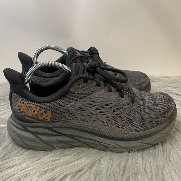 Hoka One One Shoes - Hoka One Clifton 8 Womens Size 9 B Black Running Shoes Sneakers